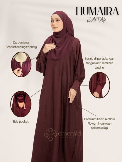 HUMAIRA Kaftan Jubah | Satin Airflow Modest Dress Malaysia – Emerald Exclusive