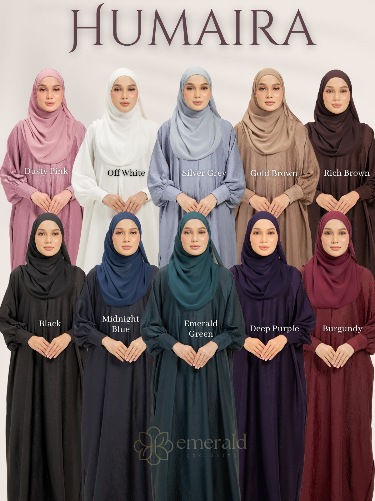 HUMAIRA Kaftan Jubah | Satin Airflow Modest Dress Malaysia – Emerald Exclusive